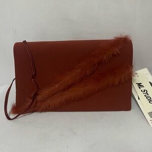 ML Studio vintage NWT feather rust colored purse/clutch deadstock